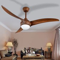 Wholesale 52 inch LED Modern Ceiling Fans Lamps with Light Remote Control Wood Dining Room Living Fan Lamp Home Lighting Fixtures