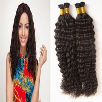 Wholesale 1g pc quot quot quot quot Fusion Hair Extensions CURLY Machine Made Remy I TIP Hair Keratin Pre Bonded Human Hair