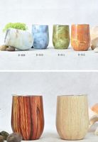 Wholesale Marble and wood grain ml Wine Glasses wine tumblers stianless steel tumbler Double Wall coffee beer mug with Lid colors in stock