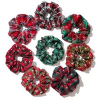 Wholesale Christmas Ponytail Holder Hair Scrunchy Elastic Snowflake Hair Bands Grid Scrunchy Hairbands Red Green Ties Ropes for Women Girls