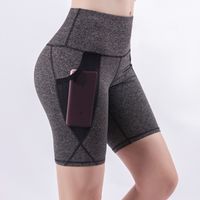 Wholesale Yoga Outfits Sports Shorts Women Running High Waist Bike With Pockets Jogging Gym Tights Fitness Thigh Length