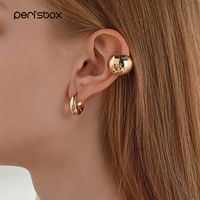 Wholesale Single Piece Solid Gold Earrings Without Piercing Metal Ball Chunky Cartilage Earrings for Women Ear Cuff