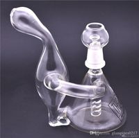 Wholesale mini Glass Recycler Bong Water Pipe Cyclone Dab Rig Oil Rigs Bongs heady mm male mini beaker bong for smoking with dome bowl and nail