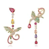 Wholesale Bling Colorful Zircon Drop Earrings Chinese Phoenix Fine Jewelry Wedding Dangle Earrings for Women Gril Gift