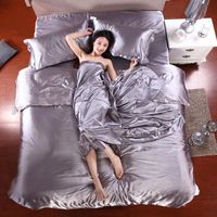 Wholesale 100 Pure Satin Silk Bedding Set Home Textile King Size Bed Set Bedclothes Duvet Cover Flat Sheet Pillowcases