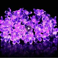 Wholesale Cherry Blossom Flower Garland Battery Powered LED String Fairy Lights Crystal Flowers For Indoor Wedding Christmas Decors Purple