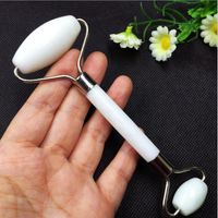 Wholesale KCONYD Factory Natural Jade Face Roller Xiuyan white jade metal stents with glue