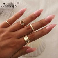 Wholesale 4 set Crystal Moon Star Rings Gold Color Vintage Midi Knuckle Ring For Women Girl Bohemian Wedding Party Gift Jewelry