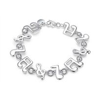 Wholesale Novel Designed Bracelets S925 Silver Plated Musical Note Pattern Link Chain Bracelet Accessories Trendy Jewelry Birthday Prom Gift POTALA242