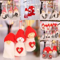 Wholesale Christmas Decorations Set Santa Claus Snowman Hanging Ornaments Pine Cone Xmas Tree Window Pendant Doll party kids gifts DHL WX9