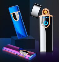 Wholesale New Thin Usb Charging Lighter Touch Screen Electronic Cigarette lighters Small Rechargeable Electric lighter Windproof men gift Colors
