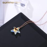 Wholesale new titanium steel lucky star pendant necklace for women girlfriend sparkling swarovski crystals necklace jewelry birthday gift