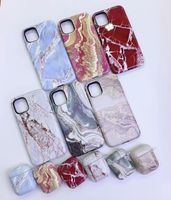 Wholesale 2in1 Marble Airpods Cover and Silicone Phone Case For iPhone Pro Max XS Max XR XS X s Plus