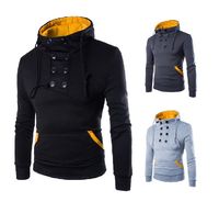 Wholesale New Fashion Designer Man Hoodie Double breasted Pullover Sweater Men Slim Pull up Hooded Sweatshirt S XL Size