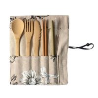Wholesale Bamboo Utensils Travel Cutlery Set Eco Friendly Wooden Outdoor Portable Zero Waste Bamboo Cutlery Set Spoon Fork Chopstick