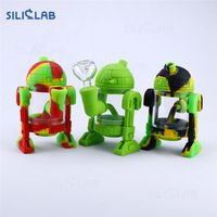 Wholesale SILICLAB Silicon Bongs Water Pipe Dab Rig quot Robot Silicone Smoking Pipes Oil Rigs Wax Heady Pipes Cool Bong Heady Beaker Bubbler
