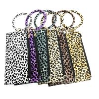 Wholesale Leopard Clutch Bag Keyrings Keychains Charm Holder Wristlet Bracelet Bangle Car Key Chain Rings for Women Girls Lady Fashion Wrist Phone Bag