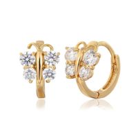 Wholesale 5 colors Baby Girls Small Round Circles Huggies Hoop Earrings Gold Color Butterfly Cubic Zircon Jewellery For Kids Children Aros