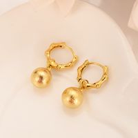 Wholesale 24k gold plated bamboo round beads simple dubai Indian ball bridal jewelry earrings wedding engagement souvenirs gifts