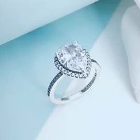 Wholesale Big CZ diamond Wedding RING High quality Sterling Silver for Pandora Sparkling Teardrop Halo Ring with Original box Women Jewelry