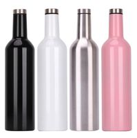 Wholesale 750ML Vacuum red Wine shape Bottle Stainless Steel Flask Double Wall Insulated Beer Glasses Travel Water Bottle outdoor Hydration Gear