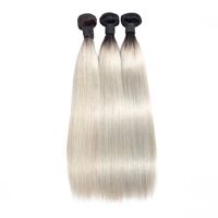 Wholesale My queen ombre Silver grey Peruvian Straight Hair bundles Gray Color Remy Human Hair Weaving Extensions