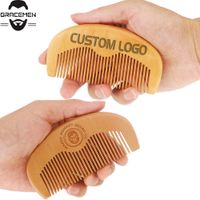 Wholesale MOQ Custom LOGO Wooden Hair Comb Beard Combs Premium Pear Wood Hairs Brush Amazon Customized Name Barber Pocket Size