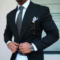 Wholesale Black Suits Men for Wedding Groom Tuxedos Party Wear Peak Design piece Business Man Attire Groomsmen Wear Slim Fit Costume Homme Man Blazer