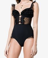 Wholesale Hot Swim wear New high end lace European sexy ladies one piece swimsuit with chest pad without steel support