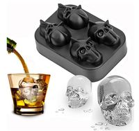Wholesale Ice Cube Tray D Skull Silicone Mold Cavity DIY Ice Maker Household Use Cool Whiskey Wine Kitchen Tools Pudding Ice Cream Mold