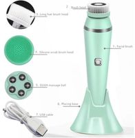 Wholesale 4 Heads Electric Rechargeable Spin Face Brush Waterproof Facial Wash Brush Set Deep Cleansing Skin Care