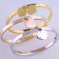 Wholesale Have stamps Popular fashion brand T designer two heart Bracelets for lady Design Women Party Wedding Lovers gift Luxury Jewelry With for Br
