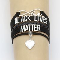 Wholesale I Can t Breathe Bracelet Black Lives Matter Heart pendant leather bracelet string rope handmade charm bracelet jewelry bangles for men women