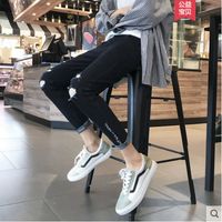 Wholesale Black Jeans Male Hole Embroidery Nine Minutes Of Pants Leisure Beggar Nine Minutes Of Pants Male Feet Of Cultivate One S Morality Pants Pan