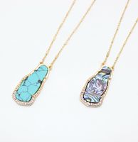 Wholesale Irregular Alloy Abalone Turquoise Stones Simple Cute Pendant Necklace Summer Sea Popular Styles Necklace