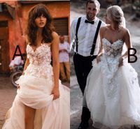 Wholesale Spaghetti Tiered Skirt Backless Plus Size Elegant Garden Country Toddler Bridal Gowns Liz Martinez Beach Wedding Dresses with D Floral