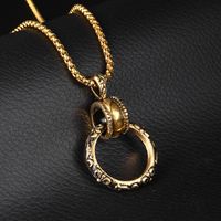 Wholesale Fashion Men Circle Stainless Steel Pendant Necklace Snake Chains Long cm Simple Punk Mens Silver Gold Color Jewelry Necklaces For Gifts