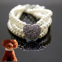 Wholesale Heart Shape Pearl Dog Collars Pink Blue White Multilayer Cat Necklace Luxury Imitation Pearls Necklace For Dog Accessories Promotion