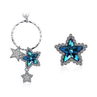 Wholesale Irregular Star Dangle Chandelier Earrings Crystal From Swarovski Elements Asymmetrical Starring S925 Sterling Silver Earring Party POTALA164