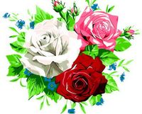 12x16 Pouces Peinture Par Numéro De Bricolage Kits Acrylique Peinture à L Huile Sur Toile Pour Enfants Rose Coloré Blanc Rouge Fleurs Rose