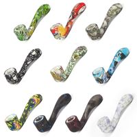 Wholesale Silicone pipes hand pipe smoking spoon bongs glass bong glow in the dark word shape tobacco pyrex colorful smoke for cigarette