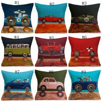Wholesale Pillow Covers Dog Driving Car Cushion Cover Linen Square Throw Pillow Case Decorative Pillowslip Home Decor Designs DSL YW2839