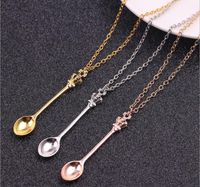 Wholesale New jewelry crown mini teapot royal Alice snuff necklace crown spoon Pendant necklace colors for Women Best Gift