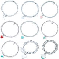 Wholesale 100 Sterling Silver Original Tiff Heart Shaped Pendant Bracelet Jewelry Charm Brand Design For Women Logo Fine Jewelry Gift