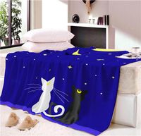 Wholesale Hot Kids Blanket D Printed Cartoon Cat Blue Blankets CM Kids Single Bed Lazy Flannel Blanket Sofa Air Condition Blankets Coral fleece