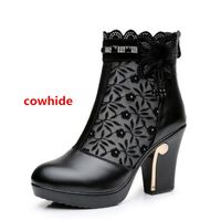 Wholesale 2019 New Spring Summer Fashion Shoes Woman Sandals Cool Boots Rhinestone Beaded Mesh Genuine Leather boots High Heels women boots