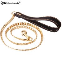 Wholesale 128cm Gold Stainless Steel Dog Slip Collar Cuban Chain Dog Training Choke Collar Strong Traction Practical NK Chain Necklace