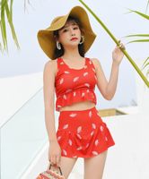 Wholesale Swimsuit Female Bubble Hot Spring Conservative Show Thin Small Bosom Gather Sexy Beauty Back Split Skirt Type Flat Angle Student