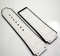 Wholesale 25mm mm Good quality fashion White Bamboo Leather Rubber Strap for Classic Fusion MM HB