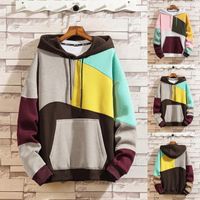 Wholesale Men s Hoodies Sweatshirts Style Hangs Loose Hooded Stitching Tide Trendy Color Matching Sweatshirt Couple Winter Spring